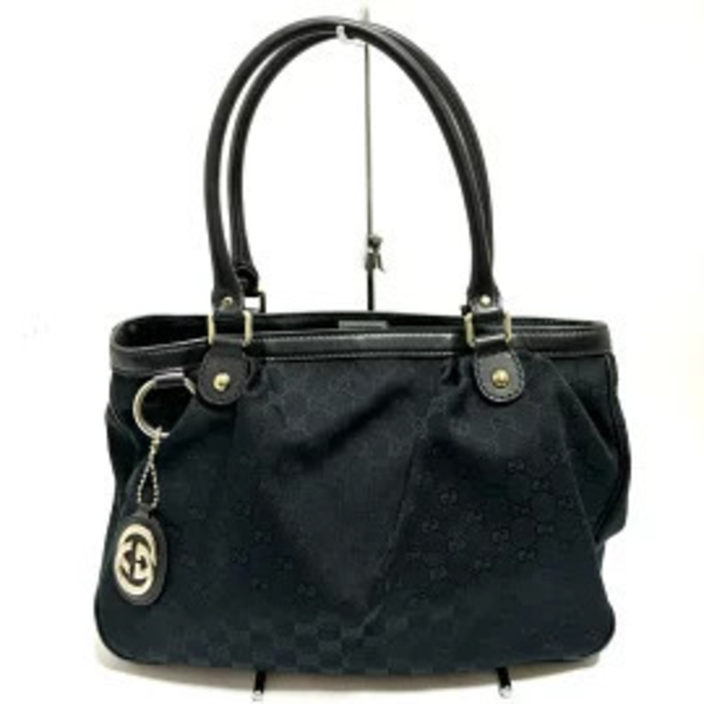 Gucci Sukey GG Tote Bag Black Jacquard x Leather